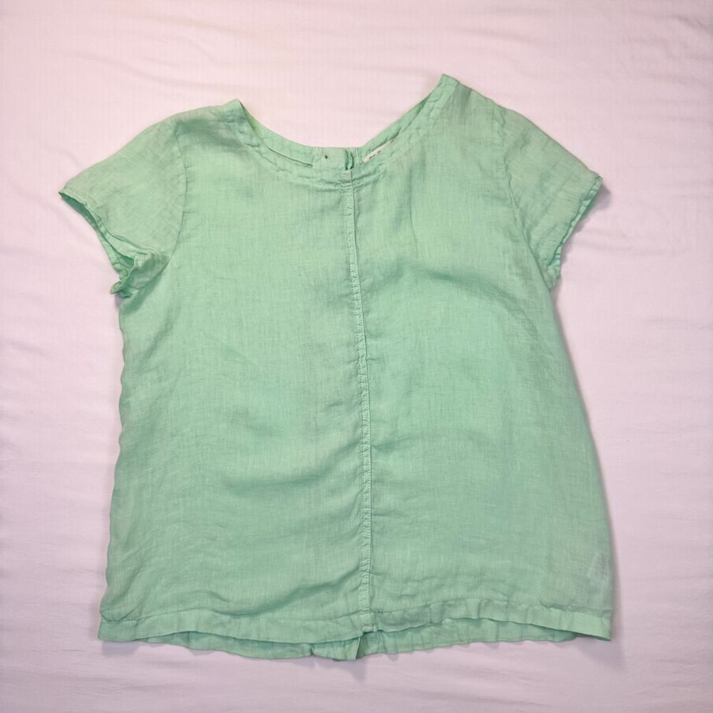 C&C California Women’s Blouse Mint Green 100% Linen Women’s Large Lagenlook - Picture 11 of 12